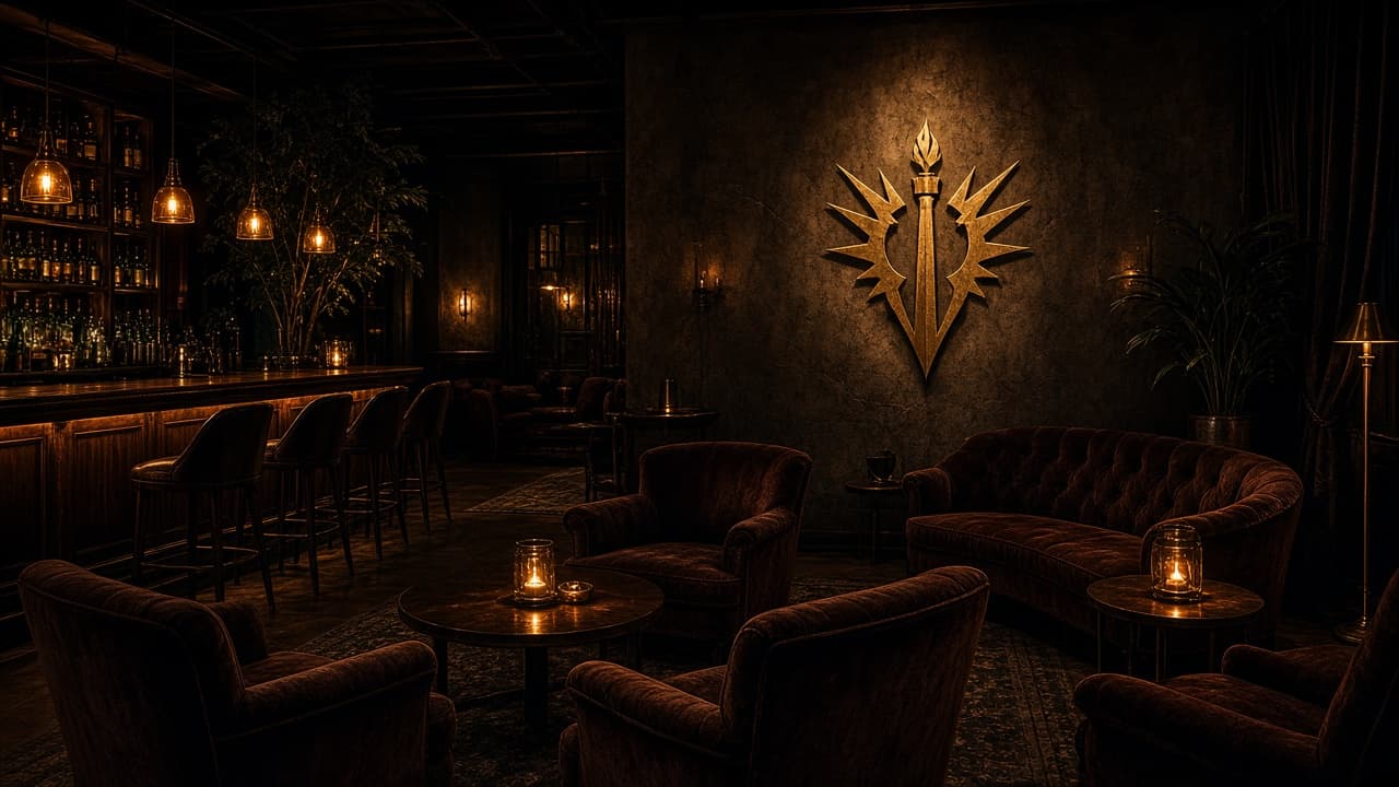 Amber lounge lamps, door open
